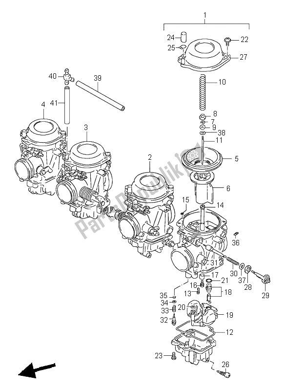 All parts for the Carburetor of the Suzuki GSX R 1100W 1997