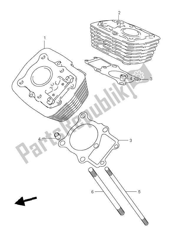 All parts for the Cylinder of the Suzuki VL 250 Intruder 2001