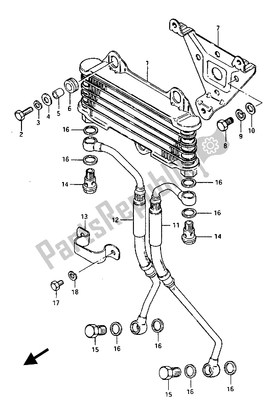 Tutte le parti per il Radiatore Dell'olio del Suzuki GSX 1100 1150 Eesef 1985