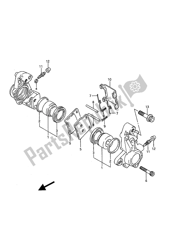 All parts for the Front Calipers of the Suzuki GSX 1100F 1992