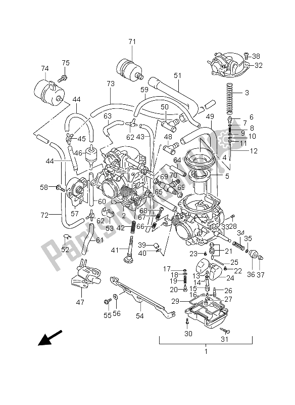 All parts for the Carburetor (gs500h-hu) of the Suzuki GS 500 2003