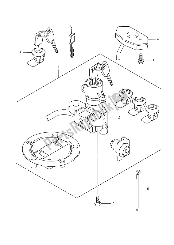 Todas las partes para Juego De Cerradura (para Caja Pannir) de Suzuki DL 1000A V Strom 2014