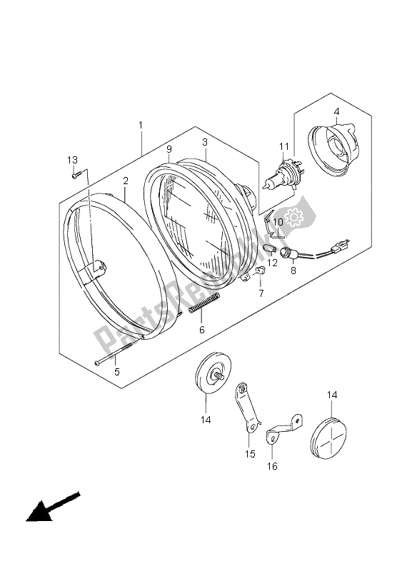 Todas las partes para Faro (e4-e17-e18-e22-e25-e34-p37) de Suzuki VZ 800 Marauder 2003