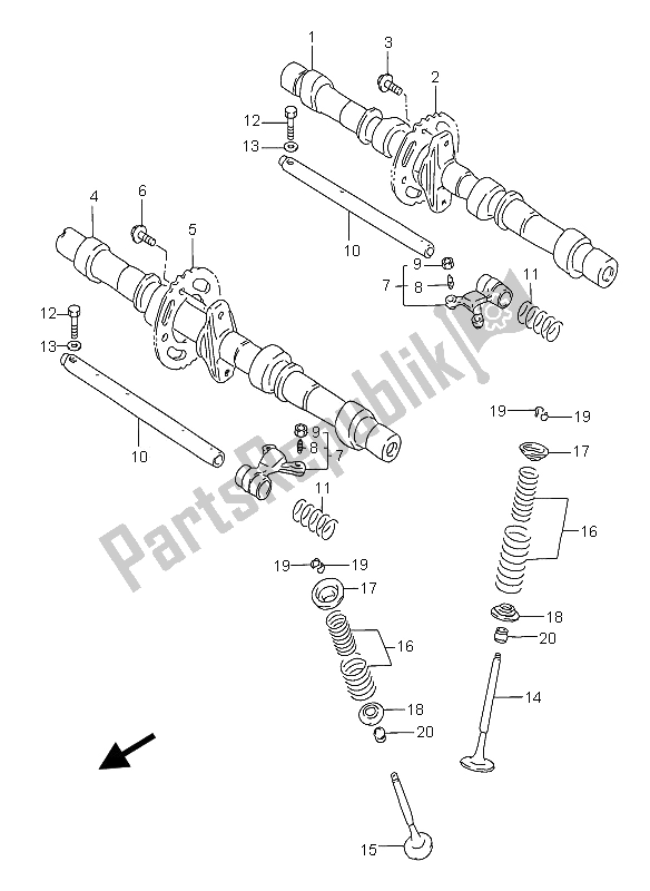 Toutes les pièces pour le Arbre à Cames Et Soupape du Suzuki GSX 750F 2005