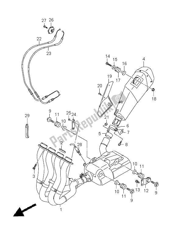 Alle onderdelen voor de Geluiddemper van de Suzuki GSX R 600 2008