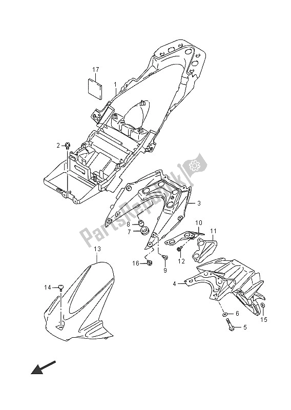 Tutte le parti per il Parafango Posteriore (gsx-r1000auf) del Suzuki GSX R 1000A 2016