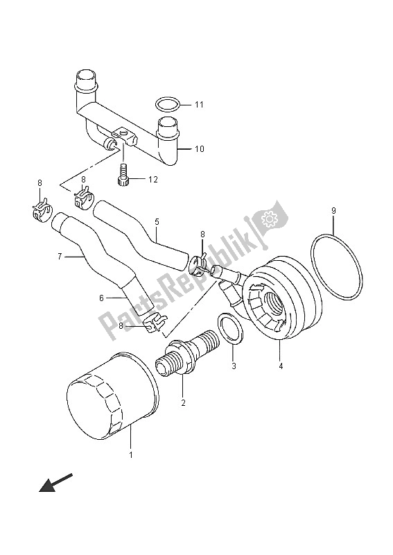 All parts for the Oil Cooler of the Suzuki AN 650Z Burgman Executive 2016