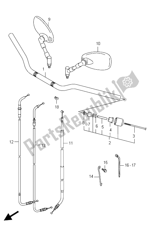 All parts for the Handlebar (vz800 E19) of the Suzuki VZ 800 Intruder 2012