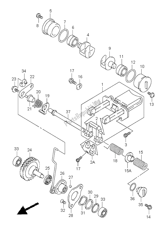 All parts for the Exhaust Valve of the Suzuki RM 250 2002