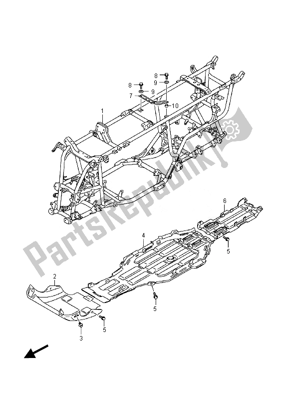 All parts for the Frame of the Suzuki LT A 500 XPZ Kingquad AXI 4X4 2014