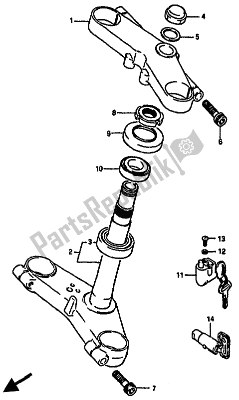 All parts for the Steering Stem of the Suzuki GSX R 750X 1987