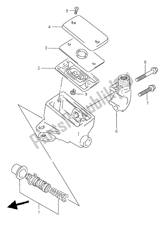 All parts for the Front Master Cylinder of the Suzuki GSX 750 2000