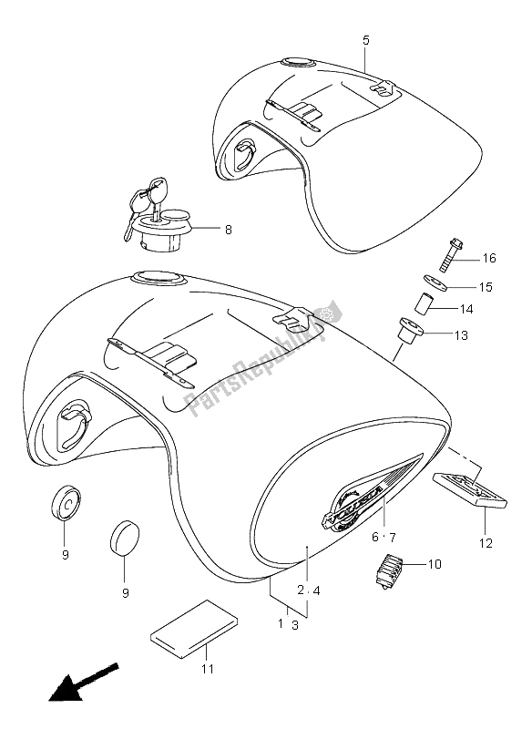 All parts for the Fuel Tank of the Suzuki VL 800Z Volusia 2004