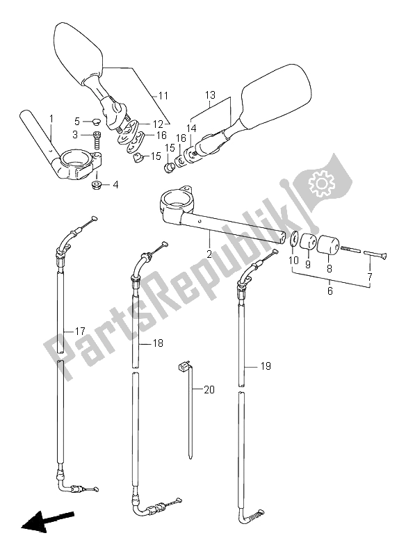 Toutes les pièces pour le Guidon du Suzuki GSX R 1100W 1996