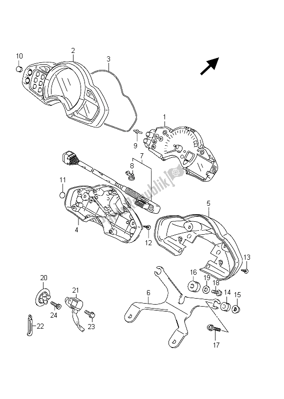 All parts for the Speedometer (sfv650 E24) of the Suzuki SFV 650A Gladius 2011