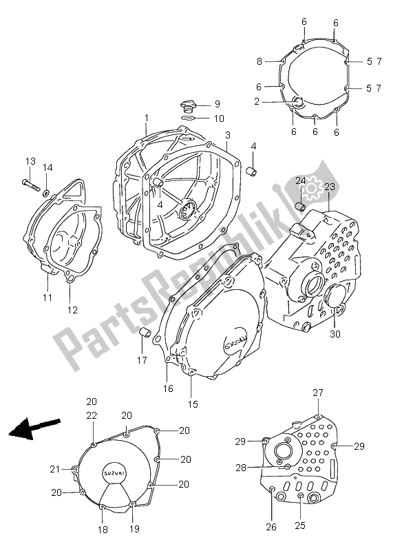 Tutte le parti per il Coperchio Del Carter del Suzuki GSF 600S Bandit 1996