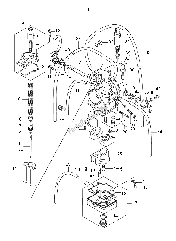 Tutte le parti per il Carburatore del Suzuki RM 125 2005