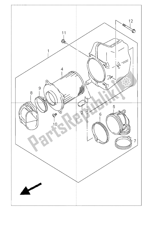 All parts for the Front Air Cleaner of the Suzuki VZ 800 Marauder 2000