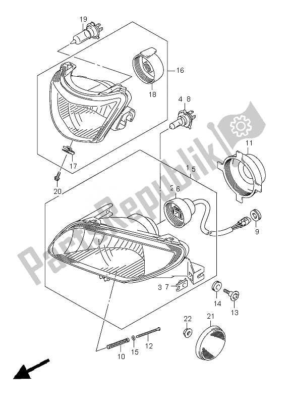 All parts for the Headlamp of the Suzuki LT A 750 XZ Kingquad AXI 4X4 2010