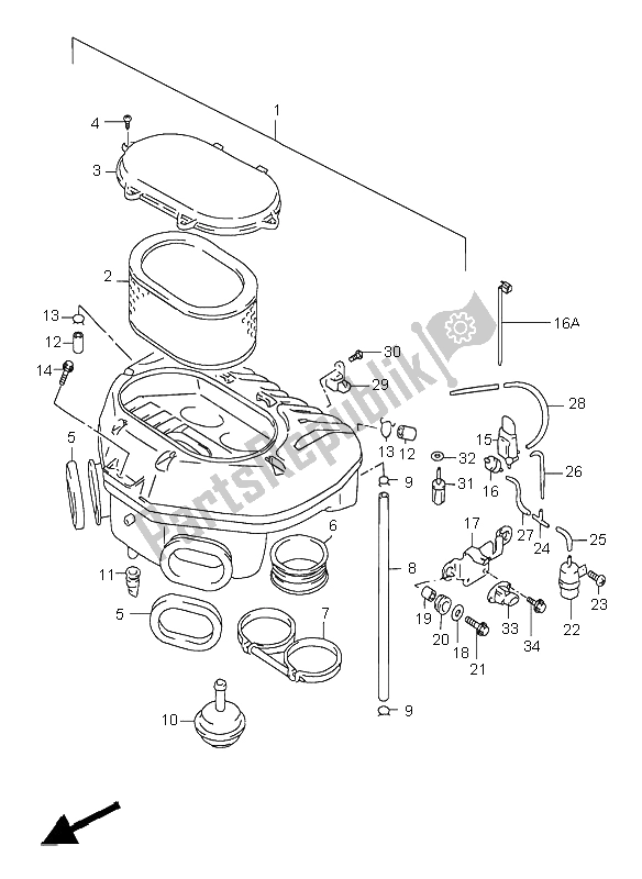 All parts for the Air Cleaner of the Suzuki GSX R 750 1999