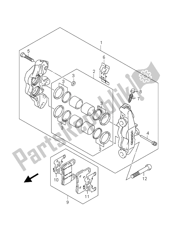 Tutte le parti per il Pinza Anteriore (gsx-r600x del Suzuki GSX R 600X 2005