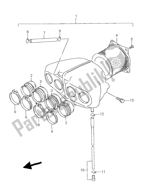 All parts for the Air Cleaner of the Suzuki GSX 750F 2001