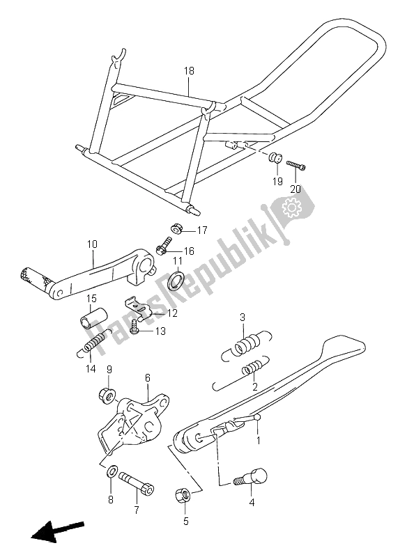 All parts for the Stand of the Suzuki GSX R 1100W 1996