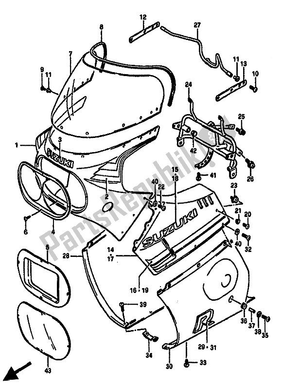 All parts for the Cowling of the Suzuki GSX R 750 1985