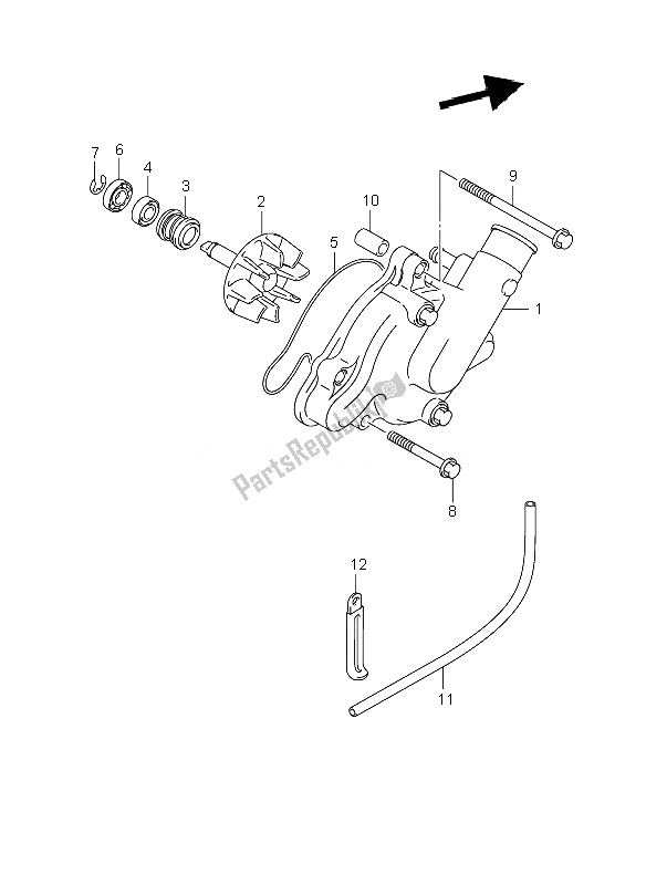 All parts for the Water Pump of the Suzuki DL 1000 V Strom 2010