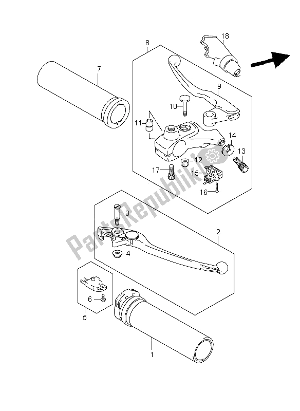 Tutte le parti per il Leva Della Maniglia del Suzuki VL 800C Volusia 2006