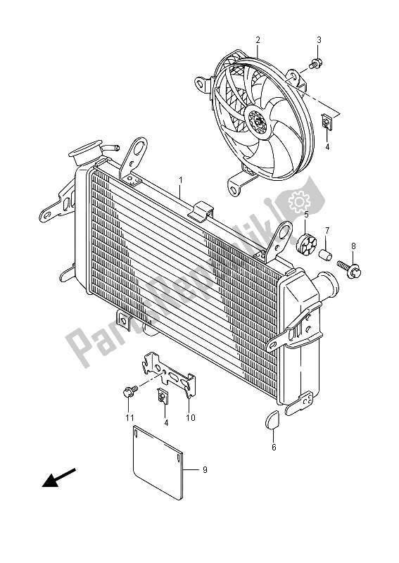 Alle onderdelen voor de Radiator van de Suzuki SFV 650A Gladius 2015