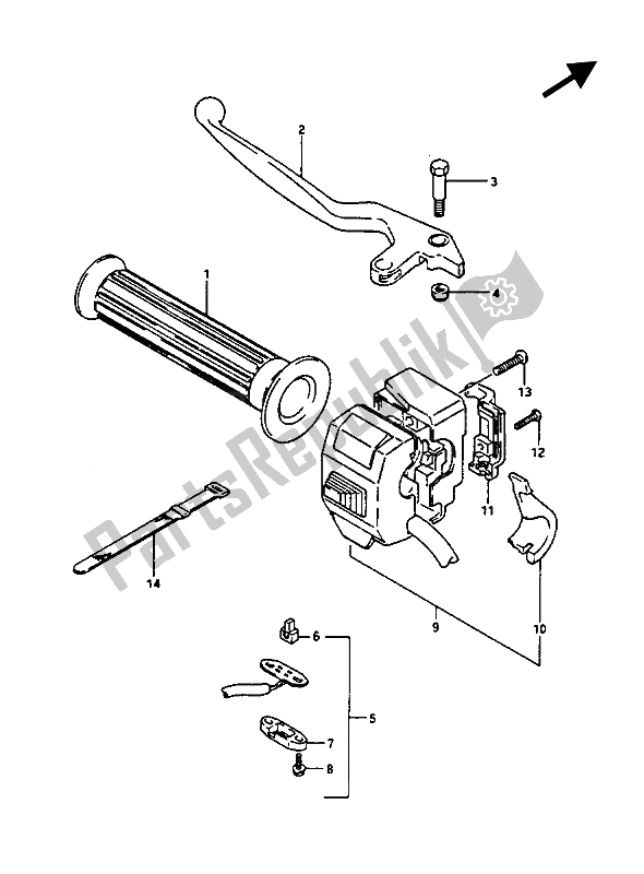 Alle onderdelen voor de Schakelaar Links Handvat van de Suzuki GV 1400 GD 1988