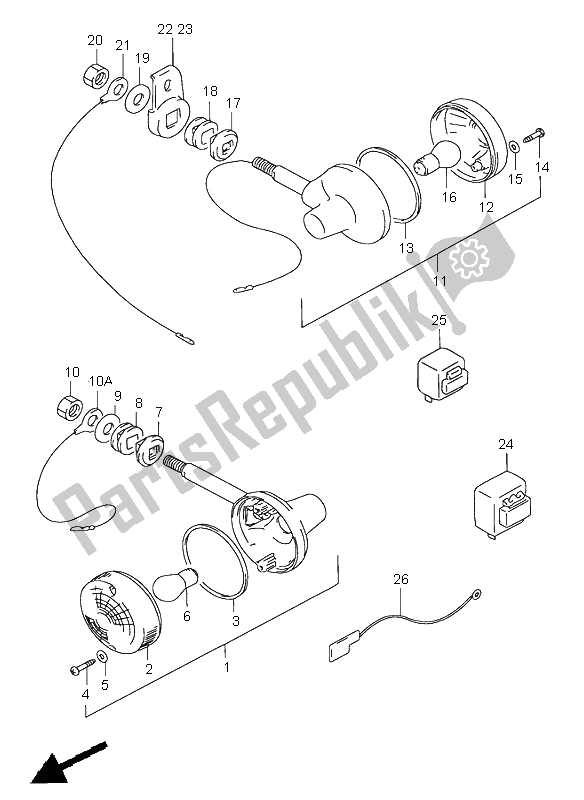 Toutes les pièces pour le Feu Clignotant (e2-e4-e22-e24-e34-e71) du Suzuki GN 250E 1999