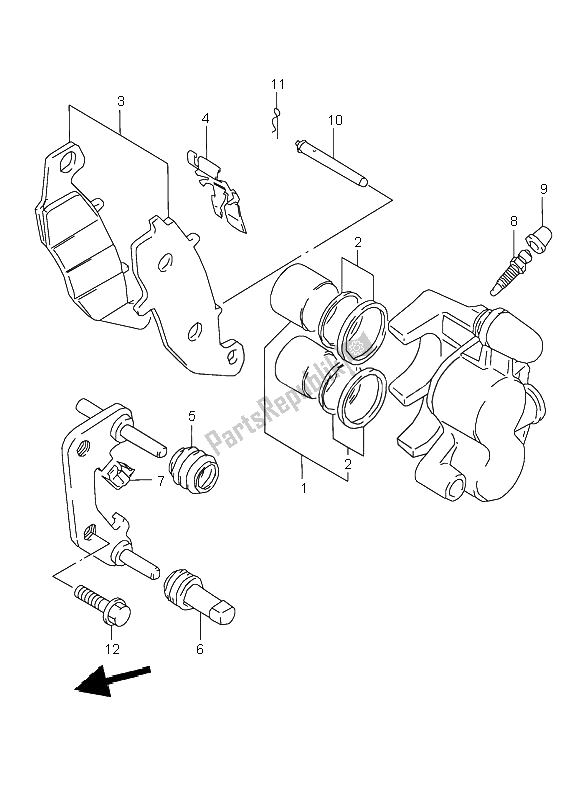 All parts for the Front Caliper of the Suzuki GSX 750 1999