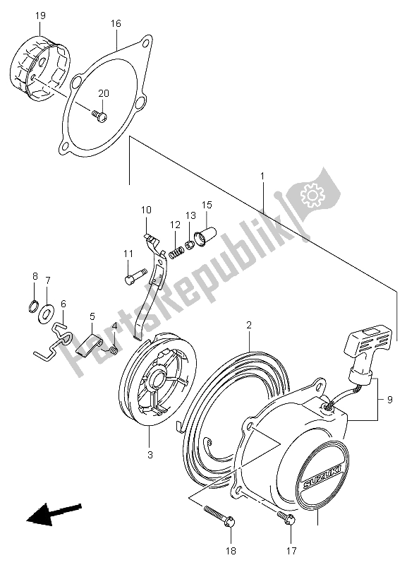 Todas las partes para Arrancador De Retroceso de Suzuki LT A 50 Quadsport 2004