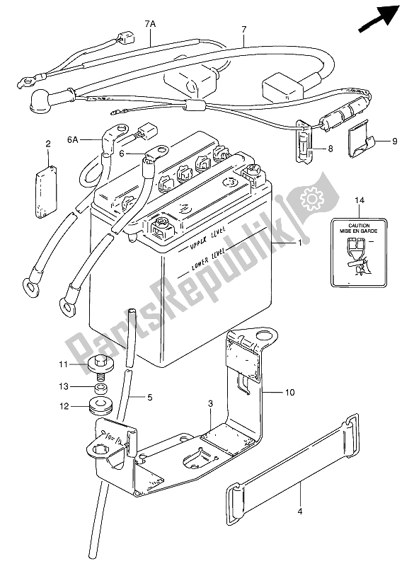 All parts for the Battery of the Suzuki GN 250 1993