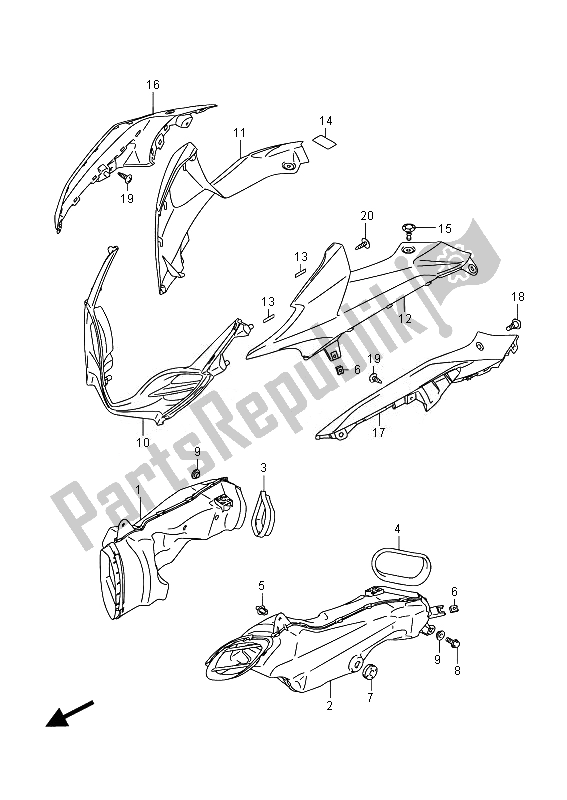 All parts for the Intake Pipe of the Suzuki GSX R 1000 2014