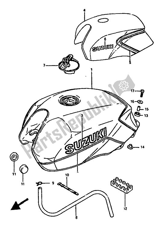 Todas as partes de Tanque De Combustível (gsx550e-eu) do Suzuki GSX 550 Esfu 1986