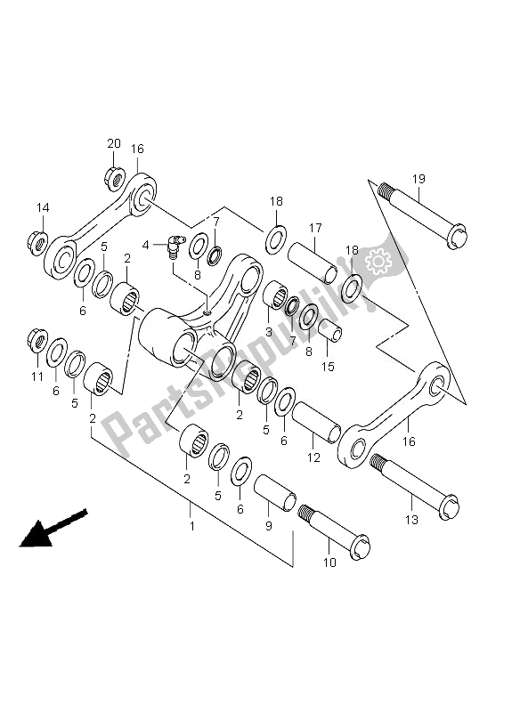 Tutte le parti per il Leva Del Cuscino Posteriore del Suzuki DR Z 400E 2007