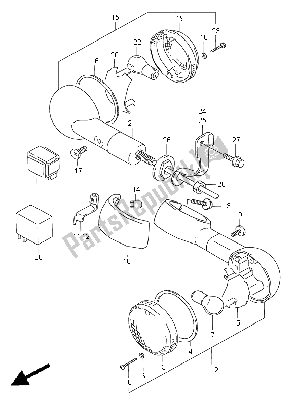 Tutte le parti per il Indicatore Di Direzione del Suzuki VZ 800 Marauder 2000