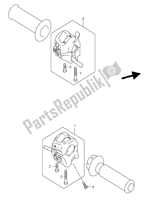 All parts for the Handle Switch of the Suzuki VL 250 Intruder 2007