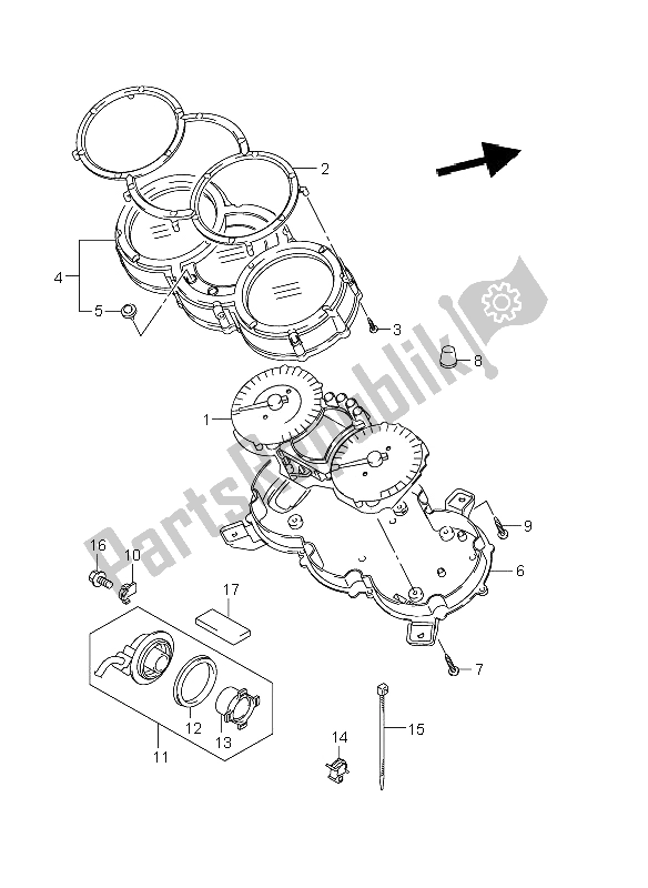 All parts for the Speedometer (dl650a E2) of the Suzuki DL 650A V Strom 2011