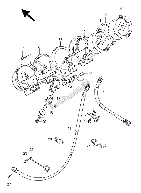 All parts for the Speedometer & Tachometer of the Suzuki GS 500E 1995