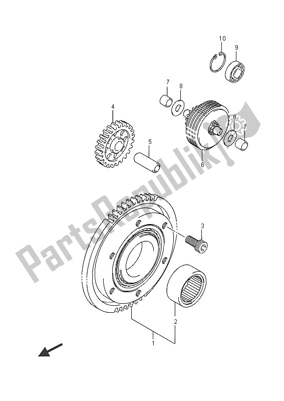 All parts for the Starter Clutch of the Suzuki LT A 750 XPZ Kingquad AXI 4X4 2016