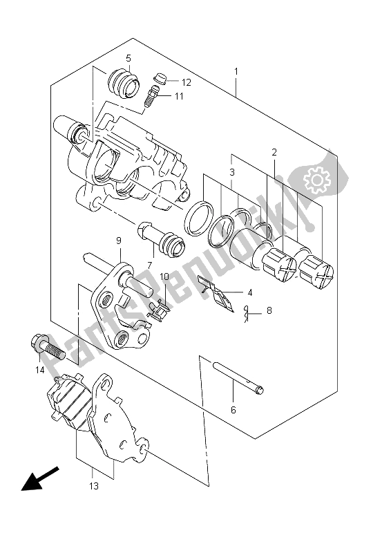 All parts for the Front Caliper of the Suzuki VZ 800 Intruder 2012