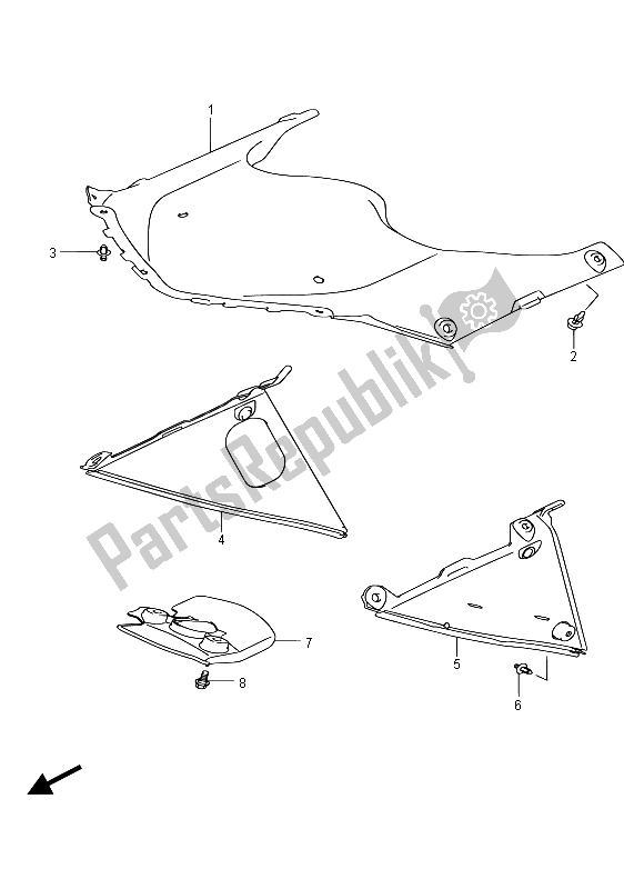 All parts for the Inner Cowling of the Suzuki GSX R 600 2015