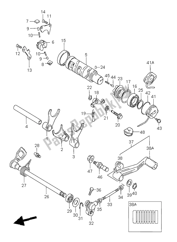 All parts for the Gear Shifting of the Suzuki GSX 600F 1995