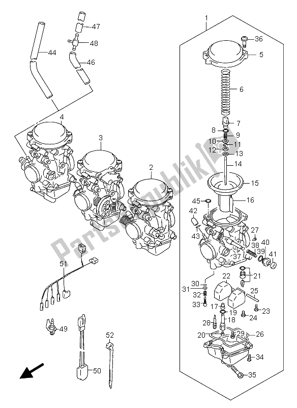 Tutte le parti per il Carburatore del Suzuki GSX 750F 2004