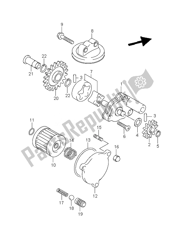 All parts for the Oil Pump of the Suzuki DR Z 400 SM 2007