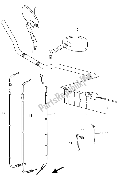 All parts for the Handlebar of the Suzuki VZ 800 Intruder 2015